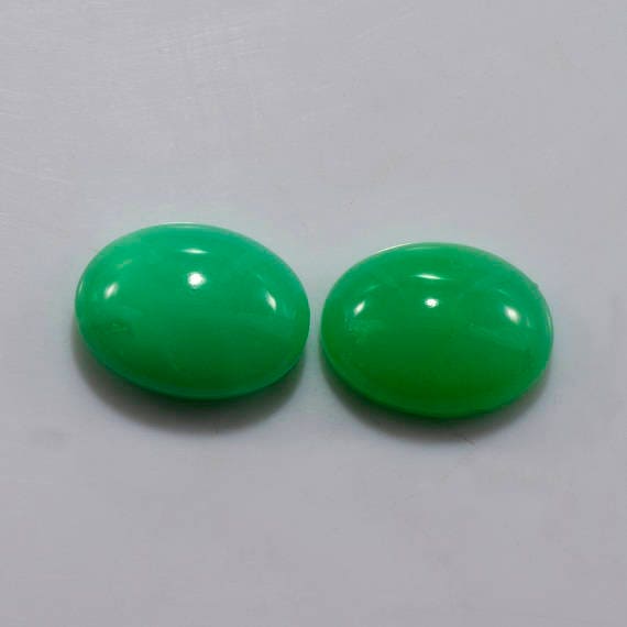 Chrysoprase 16x12 Mm Cabochon Oval 2 Piece 16.80 Carats Natural Loose Gemstone - Chrysoprase Earrings - Buy Online Chrysoprase Gemstone