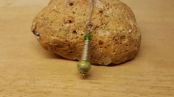 Green Chrysoprase Pendant. May Birthstone.  Crystal Reiki Jewelry Uk. Sterling Silver Necklace.