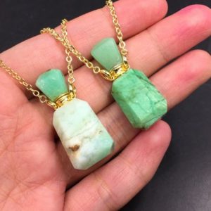 Shop Chrysoprase Pendants! Chrysoprase Perfume Bottle Necklace Pendant Essential Oil Diffuser Bottle Crystal Perfume Bottle Pendant Gemstone Crystal Scent Bottle | Natural genuine Chrysoprase pendants. Buy crystal jewelry, handmade handcrafted artisan jewelry for women.  Unique handmade gift ideas. #jewelry #beadedpendants #beadedjewelry #gift #shopping #handmadejewelry #fashion #style #product #pendants #affiliate #ad
