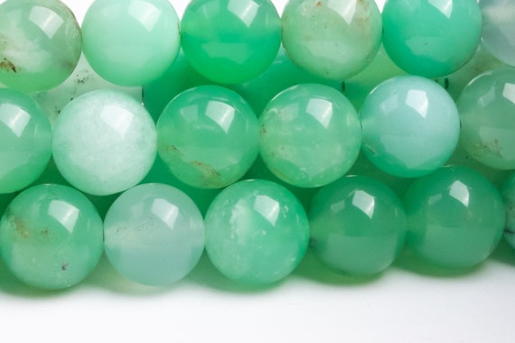 Genuine Natural Chrysoprase / Australian Jade Gemstone Beads 7-8mm Green Round Aaa Quality Loose Beads (123115)