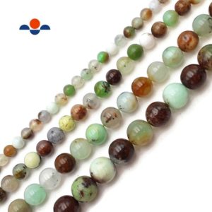 Shop Chrysoprase Beads! Green Brown Chrysoprase Smooth Round Beads 6mm 8mm 10mm 12mm 15.5" Strand | Natural genuine beads Chrysoprase beads for beading and jewelry making.  #jewelry #beads #beadedjewelry #diyjewelry #jewelrymaking #beadstore #beading #affiliate #ad