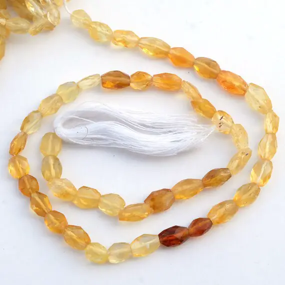 Natural Citrine Faceted Shaded Oval Tumbles Beads, 5mm To 7mm/7mm To 10mm Citrine Loose Gemstone Beads, Sold As 12 Inch Strand, Gds2112