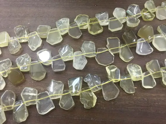 Lemon Citrine Quartz Crystal Slice Teardrop Beads Polished Roughly Teardrop Shaped Slab&slice Beads Supplies Graduated Full Strand