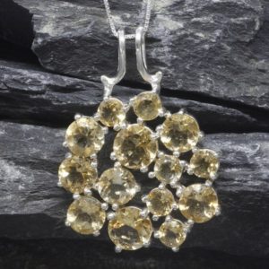 Shop Citrine Pendants! Citrine Pendant, Statement Cluster Pendant, Natural Citrine, November Birthstone, Flower Pendant, Sterling Silver Necklace,  Adina Stone | Natural genuine Citrine pendants. Buy crystal jewelry, handmade handcrafted artisan jewelry for women.  Unique handmade gift ideas. #jewelry #beadedpendants #beadedjewelry #gift #shopping #handmadejewelry #fashion #style #product #pendants #affiliate #ad