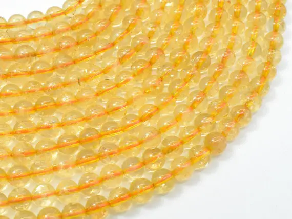 Citrine Beads, 6mm (6.7mm) Round Beads, 15 Inch, Full Strand, Approx 58-63 Beads, Hole 1mm (197054007)