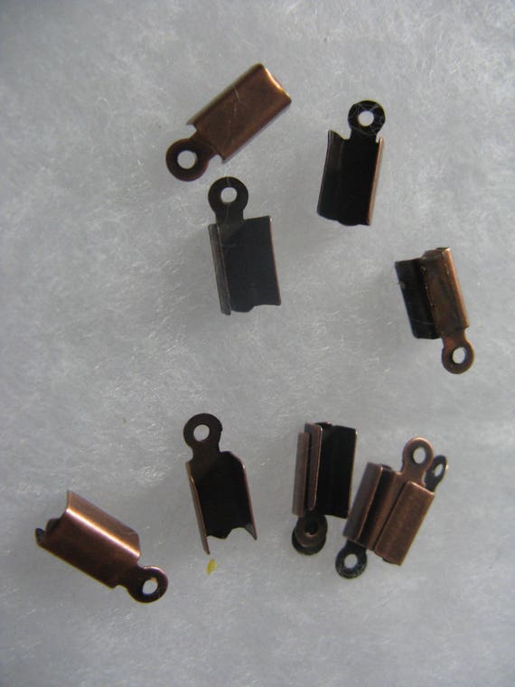 Copper Plated Cord Tip Ends Pkg Of 100      4 X10mm Smooth Crimp
