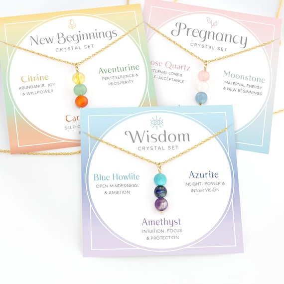 Crystal Set Gift Necklace, Motivational Gift Necklace For Her, Inspirational Gift, Baby Shower Gift, Pregnancy Crystal Gift, Gift For Bestie