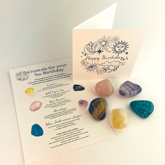 Crystals For 9th Birthday, 9th Birthday Crystal Set, Reiki. Chakra Crystals, Special 9th Birthday Crystal Set, Crystal Gift For A 9th