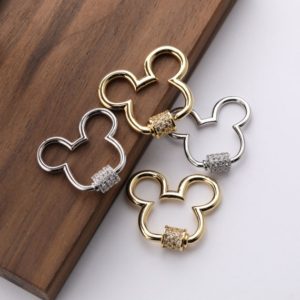 Shop Clasps for Making Jewelry! Cute Mickey Shaped Screw Clasp Gold/Silver Plated Clear CZ Micro Pave Clasp for Jewelry Making Bracelets Necklaces  24*22*2MM | Shop jewelry making and beading supplies, tools & findings for DIY jewelry making and crafts. #jewelrymaking #diyjewelry #jewelrycrafts #jewelrysupplies #beading #affiliate #ad