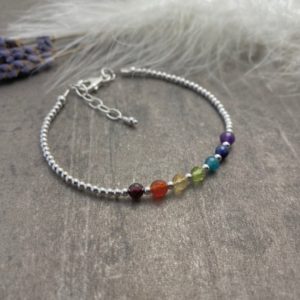 Shop Crystal Healing! Dainty Bracelet with rainbow gemstones stacking bracelet,  jewellery, colour balancing bracelet, Mindfulness Gift, Rainbow Gifts | Shop jewelry making and beading supplies, tools & findings for DIY jewelry making and crafts. #jewelrymaking #diyjewelry #jewelrycrafts #jewelrysupplies #beading #affiliate #ad