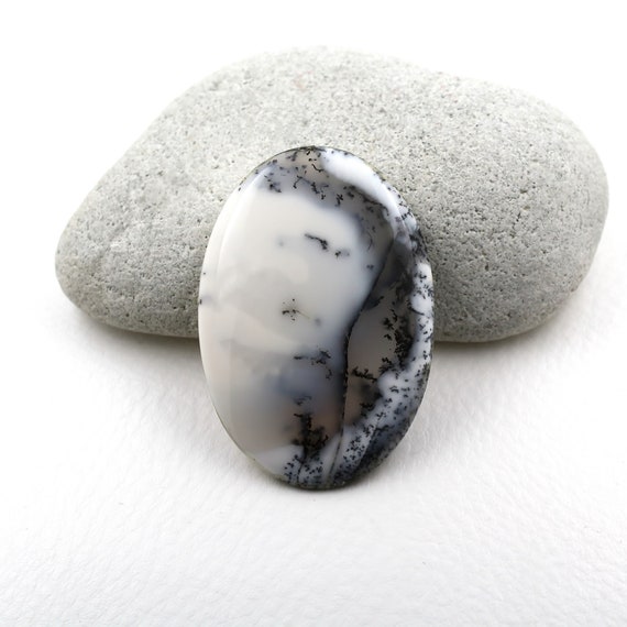 Dendritic Agate Oval Cabochon Gemstone 48x33mm Natural Merlinite Loose Stone For Jewelry Making 55.20ct