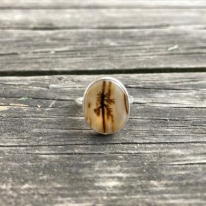 Shop Dendritic Agate Rings! Dendritic Agate Silver Ring, Scenic Landscape Agate Ring Size 5 6 7 8, Minimalist Iconic Design, Special Piece, Completely Handmade & Silver | Natural genuine Dendritic Agate rings, simple unique handcrafted gemstone rings. #rings #jewelry #shopping #gift #handmade #fashion #style #affiliate #ad
