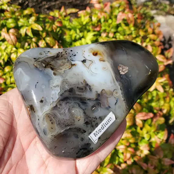 Dendritic Agate Crystal Palm Stone For Connection To Mother Earth, Prosperity And Abundance Agate Crystal, Agate Crystal For Tranquility