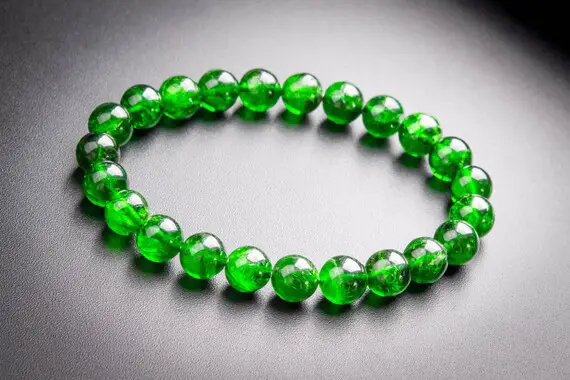 23 Pcs - 8mm Transparent Chrome Diopside Bracelet Intense Forest Green Siberian Emerald Aaaaa Genuine Natural Round Gemstone (117965h-3991)