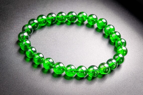 25 Pcs - 7mm Transparent Chrome Diopside Bracelet Intense Forest Green Siberian Emerald Aaaaa Genuine Natural Round Beads (117951h-3983)