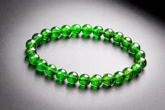 26 Pcs - 6-7mm Transparent Chrome Diopside Bracelet Intense Forest Green Siberian Emerald Aaaaa Genuine Natural Round Gemstone(118289h-4017)