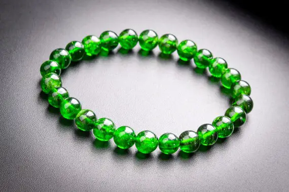 26 Pcs - 7mm Transparent Chrome Diopside Bracelet Intense Forest Green Siberian Emerald Aaaaa Genuine Natural Round Gemstone (117970h-3991)
