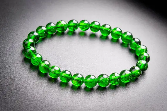 26 Pcs - 7mm Transparent Chrome Diopside Bracelet Intense Forest Green Siberian Emerald Aaaaa Genuine Natural Round Gemstone (117971h-3991)