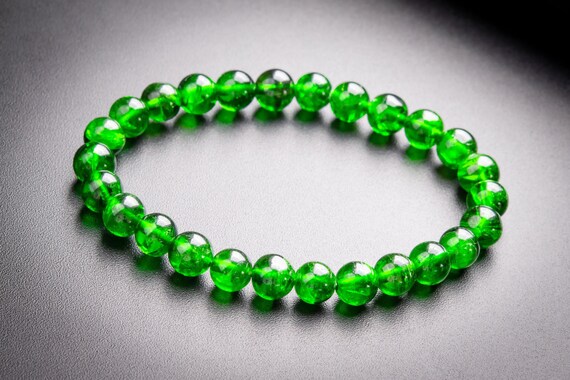 26 Pcs - 7mm Transparent Chrome Diopside Bracelet Intense Forest Green Siberian Emerald Aaaaa Genuine Natural Round Gemstone (118290h-4017)