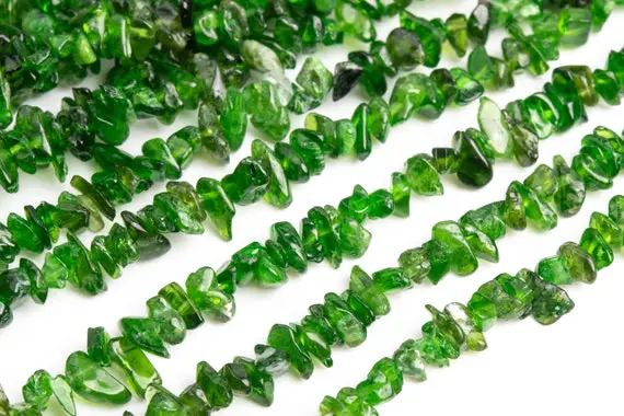 Genuine Natural Chrome Diopside Gemstone Beads 4-10mm Green Pebble Chips Aaa Quality Loose Beads (108386)