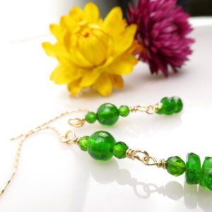 Shop Diopside Earrings! Chrome diopside beads gemstone earrings earhooks gold filled intense green color natural gemstones long earrings faceted | Natural genuine Diopside earrings. Buy crystal jewelry, handmade handcrafted artisan jewelry for women.  Unique handmade gift ideas. #jewelry #beadedearrings #beadedjewelry #gift #shopping #handmadejewelry #fashion #style #product #earrings #affiliate #ad