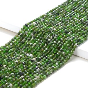 Shop Diopside Faceted Beads! Natural Chrome Diopside Gemstone Grade A Micro Faceted Round 2MM 3MM Loose Beads 15 inch Full Strand (P53) | Natural genuine faceted Diopside beads for beading and jewelry making.  #jewelry #beads #beadedjewelry #diyjewelry #jewelrymaking #beadstore #beading #affiliate #ad
