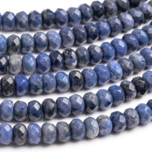 Shop Dumortierite Faceted Beads! Genuine Natural Dumortierite Gemstone Beads 6x4MM Blue Faceted Rondelle AAA Quality Loose Beads (122337) | Natural genuine faceted Dumortierite beads for beading and jewelry making.  #jewelry #beads #beadedjewelry #diyjewelry #jewelrymaking #beadstore #beading #affiliate #ad