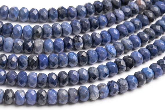 Genuine Natural Dumortierite Gemstone Beads 6x4mm Blue Faceted Rondelle Aaa Quality Loose Beads (122337)
