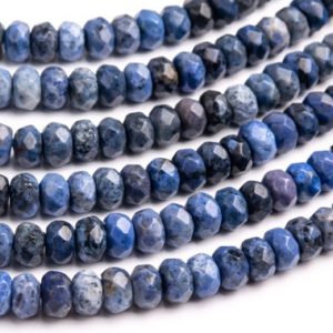 Shop Dumortierite Faceted Beads! Genuine Natural Dumortierite Gemstone Beads 8x5MM Blue Faceted Rondelle AAA Quality Loose Beads (122338) | Natural genuine faceted Dumortierite beads for beading and jewelry making.  #jewelry #beads #beadedjewelry #diyjewelry #jewelrymaking #beadstore #beading #affiliate #ad