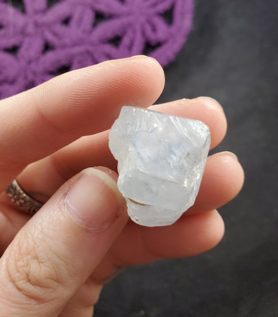 Dumortierite Quartz Crystal Point Brazil Terminated Light Blue Etched Small Wrappable