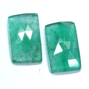 Shop Emerald Earrings! Beryl Emerald Stone, Green Faceted Emerald 2 Pieces Pair Earring Size Gemstone Rose Cut Emerald Rectangle Gemstone 6.20 Carat 13x8x3 MM | Natural genuine Emerald earrings. Buy crystal jewelry, handmade handcrafted artisan jewelry for women.  Unique handmade gift ideas. #jewelry #beadedearrings #beadedjewelry #gift #shopping #handmadejewelry #fashion #style #product #earrings #affiliate #ad