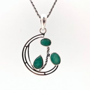 Shop Emerald Pendants! Emerald Pendant // Green Emerald Pendant // Half Circle Silver Setting // Emerald Jewelry | Natural genuine Emerald pendants. Buy crystal jewelry, handmade handcrafted artisan jewelry for women.  Unique handmade gift ideas. #jewelry #beadedpendants #beadedjewelry #gift #shopping #handmadejewelry #fashion #style #product #pendants #affiliate #ad