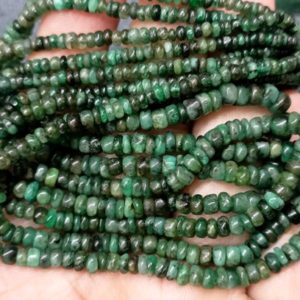 Shop Emerald Rondelle Beads! 14 Inch Strand, Natural Emerald Smooth Rondelles,Size.3-5.5mm | Natural genuine rondelle Emerald beads for beading and jewelry making.  #jewelry #beads #beadedjewelry #diyjewelry #jewelrymaking #beadstore #beading #affiliate #ad