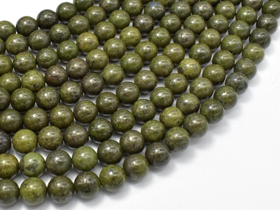 Epidote-pyrite Inclusion, 8mm (8.3mm), Round, 15.5 Inch, Full Strand, Approx. 48 Beads, Hole 1mm (261054002)