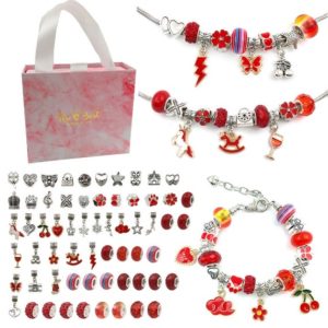 Shop Jewelry Making Kits! Europe Charm Pandora Red Bracelet Making Kit，DIY Beaded Jewelry Making Kit for Girls，Beads and Charms ，exquisite Jewelry Gift for Girls | Shop jewelry making and beading supplies, tools & findings for DIY jewelry making and crafts. #jewelrymaking #diyjewelry #jewelrycrafts #jewelrysupplies #beading #affiliate #ad