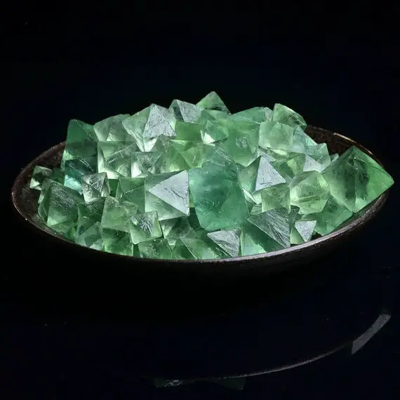 5 Pcs Raw Fluorite Octahedron Rough Natural Green Fluorite Crystal Octahedron High Quality Healing Crystal Bulk Wholesale