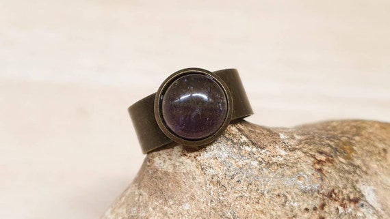 Mens Fluorite Ring. Reiki Jewelry Uk. Adjustable Ring. 10mm Stone