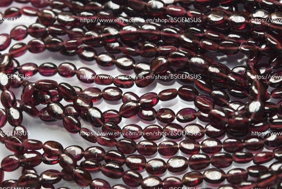 10 Inches Strand,natural Rhodolite Garnet Smooth Oval Beads. Size 7-7.5mm