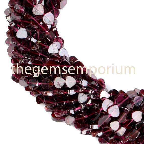 Garnet Flat Heart Shape Beads, Garnet Plain Heart Shape Beads Straight Drill, Garnet Heart Shape Beads, Garnet Fancy Shape Beads
