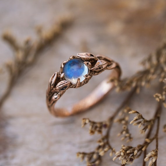 Gold Moonstone Ring  “louise” | Moonstone Engagement Ring Gold | 14k Rose Gold Ring | Rose Gold Engagement Ring | Moonstone Jewelry