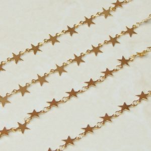 Shop Stringing Material for Jewelry Making! Gold Plated Star Shaped Chain, Necklace Chain, Bulk Chain, Jewelry Making, Body Chain, Belly Chain, By the Foot, 6.5mm x .3mm | Shop jewelry making and beading supplies, tools & findings for DIY jewelry making and crafts. #jewelrymaking #diyjewelry #jewelrycrafts #jewelrysupplies #beading #affiliate #ad