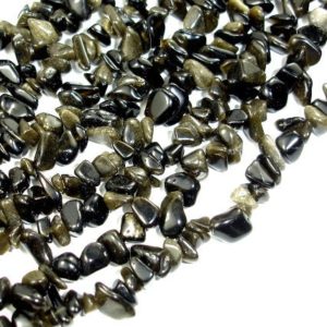 Shop Obsidian Chip & Nugget Beads! Golden Obsidian, Approx 4-10mm Chips Beads, 35 Inch, Long full strand, Hole 0.8 mm (239005001) | Natural genuine chip Obsidian beads for beading and jewelry making.  #jewelry #beads #beadedjewelry #diyjewelry #jewelrymaking #beadstore #beading #affiliate #ad