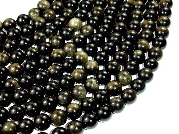 Golden Obsidian, Round, 10mm, Beads, 15.5 Inch, Full Strand, Approx 37 Beads, Hole 1 Mm, A Quality (239054002)