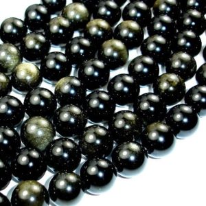 Shop Golden Obsidian Beads! Golden Obsidian, Round, 12mm, beads, 15 Inch, Full strand, Approx 32 beads, Hole 1 mm, A quality (239054004) | Natural genuine round Golden Obsidian beads for beading and jewelry making.  #jewelry #beads #beadedjewelry #diyjewelry #jewelrymaking #beadstore #beading #affiliate #ad