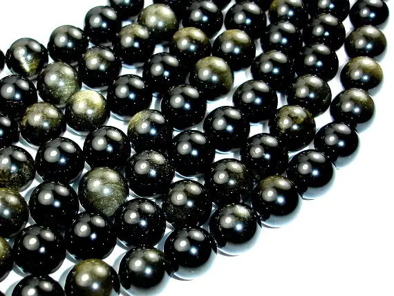 Golden Obsidian, Round, 12mm, Beads, 15 Inch, Full Strand, Approx 32 Beads, Hole 1 Mm, A Quality (239054004)