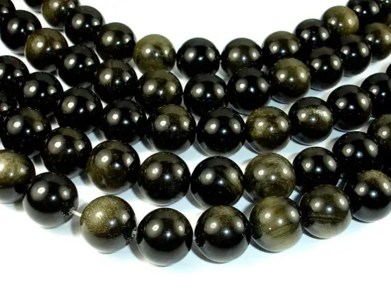 Golden Obsidian, 14mm Round Beads, 15 Inch, Full Strand, Approx 28 Beads, Hole 1 Mm, A Quality (239054006)