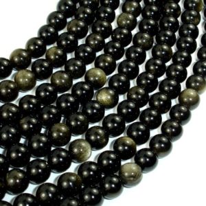 Shop Golden Obsidian Beads! Golden Obsidian Beads, Round, 6mm, 15.5 Inch, Full strand, Approx 63 beads, Hole 1 mm, A quality (239054001) | Natural genuine round Golden Obsidian beads for beading and jewelry making.  #jewelry #beads #beadedjewelry #diyjewelry #jewelrymaking #beadstore #beading #affiliate #ad