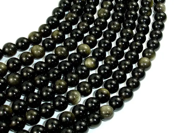 Golden Obsidian Beads, Round, 6mm, 15.5 Inch, Full Strand, Approx 63 Beads, Hole 1 Mm, A Quality (239054001)