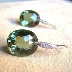 Shop Green Amethyst Earrings! Luxury Natural Green Amethyst Pave Earrings.  Sterling silver dangles.  36 carats.  Statement Jewelry | Natural genuine Green Amethyst earrings. Buy crystal jewelry, handmade handcrafted artisan jewelry for women.  Unique handmade gift ideas. #jewelry #beadedearrings #beadedjewelry #gift #shopping #handmadejewelry #fashion #style #product #earrings #affiliate #ad