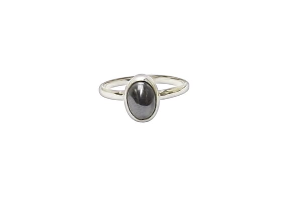 Hematite And Sterling Silver Hand Crafted Ring, Size 7-3/4  R775hemd3545